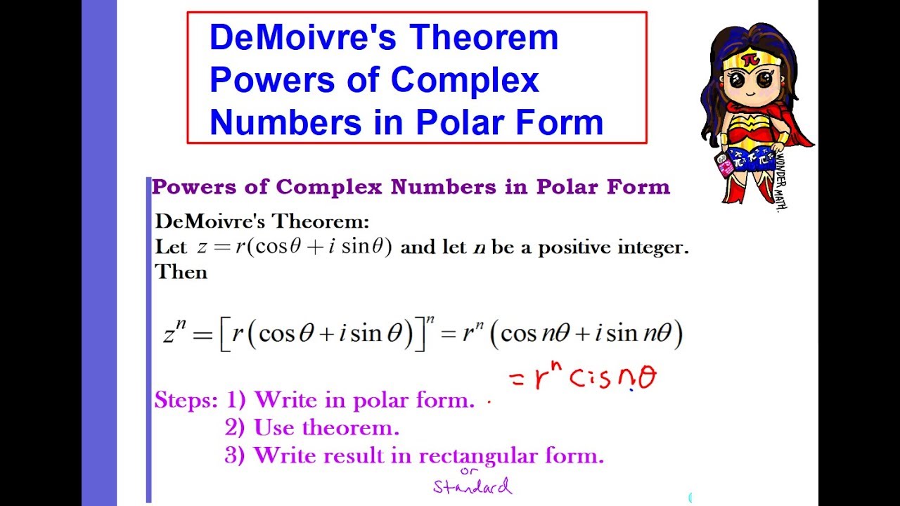 DeMoivre's Theorem: Powers of Complex Numbers in Polar Form - YouTube