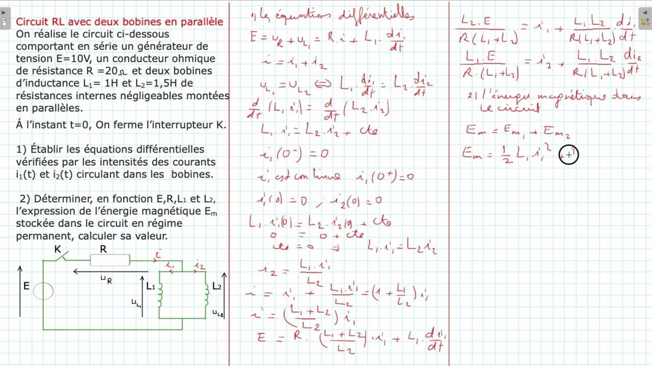 Circuit RL avec deux bobines en parallèle