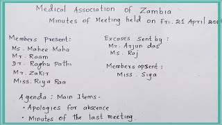 How to write a Minutes of Meeting ? | Format of Minutes of Meeting | Minutes of Meeting