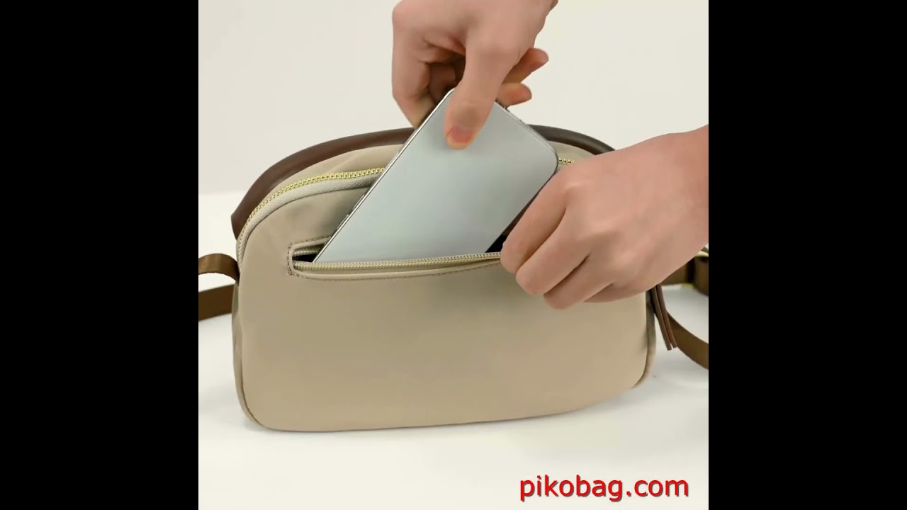 Women Water-Resistant Small Crossbody Sling Bag W-4 Zip Pockets Outside