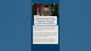 Amien Rais Desak Prabowo Copot Menteri Titipan Jokowi, Sebut 