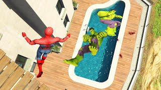 GTA 5 Epic Ragdolls  | HULK vs SPIDERMAN Jumps/Fails Ep.110 (Euphoria Physics | Funny Moments)