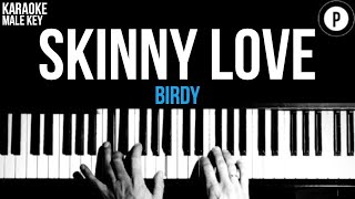Vignette de la vidéo "Birdy - Skinny Love Karaoke SLOWER Acoustic Piano Instrumental Cover Lyrics MALE / HIGHER KEY"