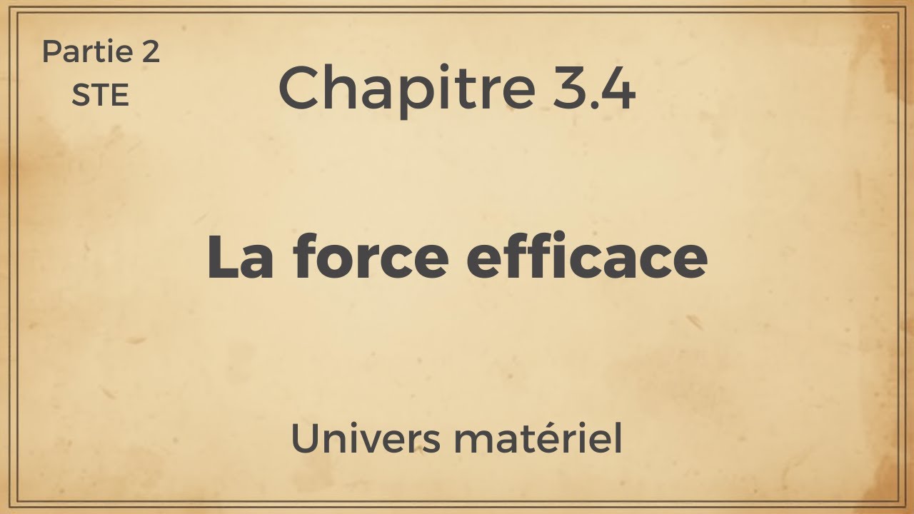 Chapitre 3.4 : La force efficace STE (Partie 2)