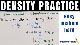 Density Practice Problems - 4 Examples - Easy, Medium, Hard and Density as a Conversion Factor