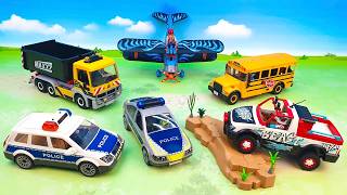 The kids stole a limousine but police are giving chase!. Airplane, School bus | Car Video For Kids