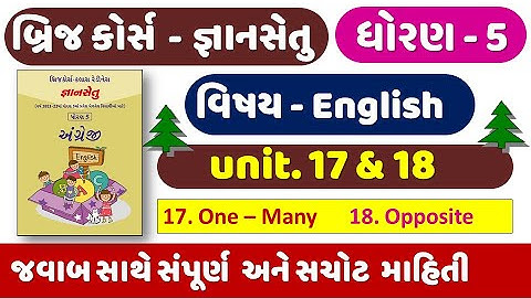 gyan setu | STD 5 English | bridge course | Ch 17 One-Many | Ch 18 Opposite | ધોરણ 5 અંગ્રેજી