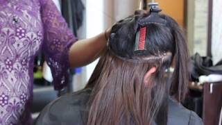 2 Rows Braided Row Weft Extensions Installation