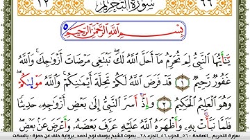 سورة التحريم مكتوبة يوسف نوح احمد برواية خلف عن حمزة بالسكت العام