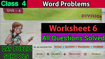 DAV class 4 maths chapter 4 Division worksheet 6 word problems - all questions solved