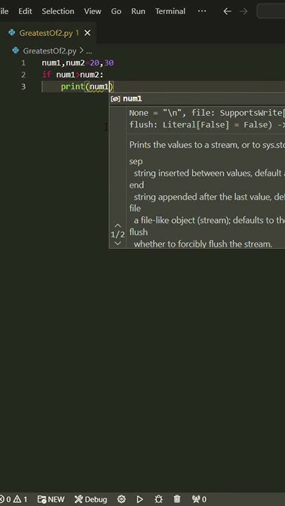 GREATEST OF TWO NUMBERS IN PYTHON SHORTS - YouTube