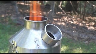 Survival cooking stove. Renewable fuel camping stove - Kelly Kettle