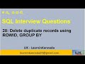 How to delete duplicate records with ROWID and Group by #delete #sql #duplicaterecords #ROWID