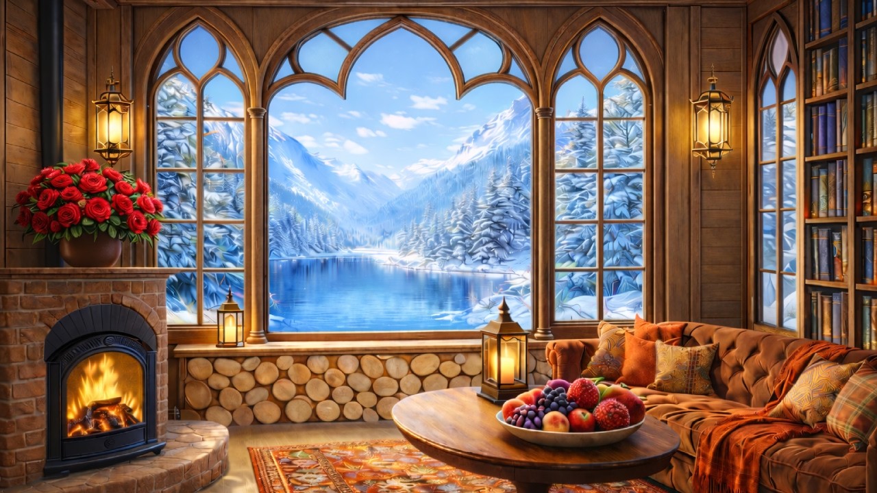 Cozy Fantasy Piano Music ❄️ Relaxing Whimsical Ambience by the Fireplace (4 Hours)
