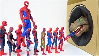 スパイダーマンとティラノサウルス・恐竜の巣穴