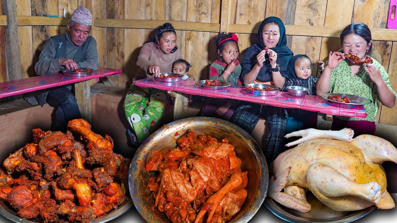 Приготовление и употребление жареной курицы в деревенской семье | Как приготовить жареную курицу ...