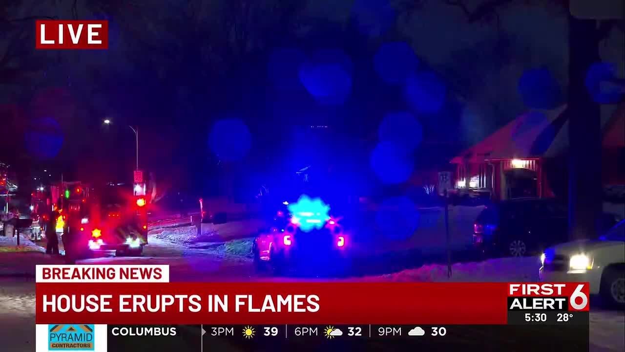 Crews respond after central Omaha home erupts in flames - YouTube
