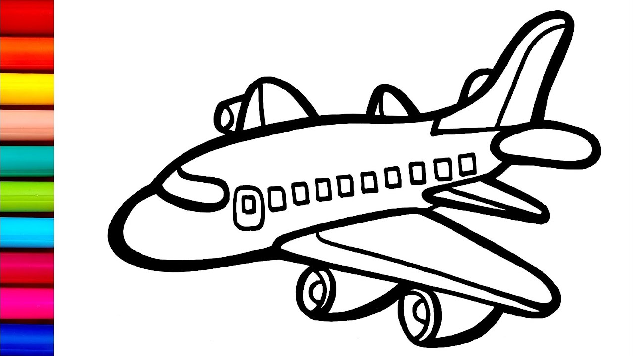 Aeroplane Drawing, Colouring and Painting for kid's, Toddlers | How to ...