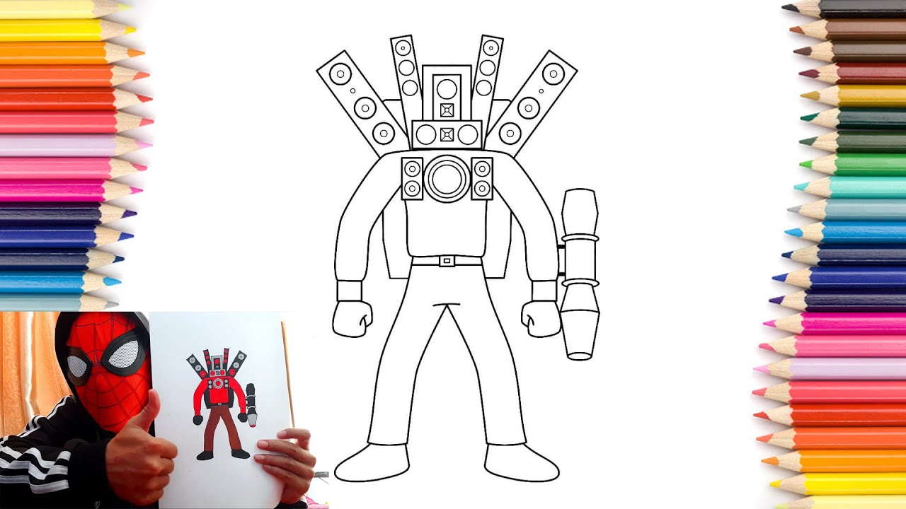 Drawing and Coloring Speakerman Titan step by step with Spider-Man