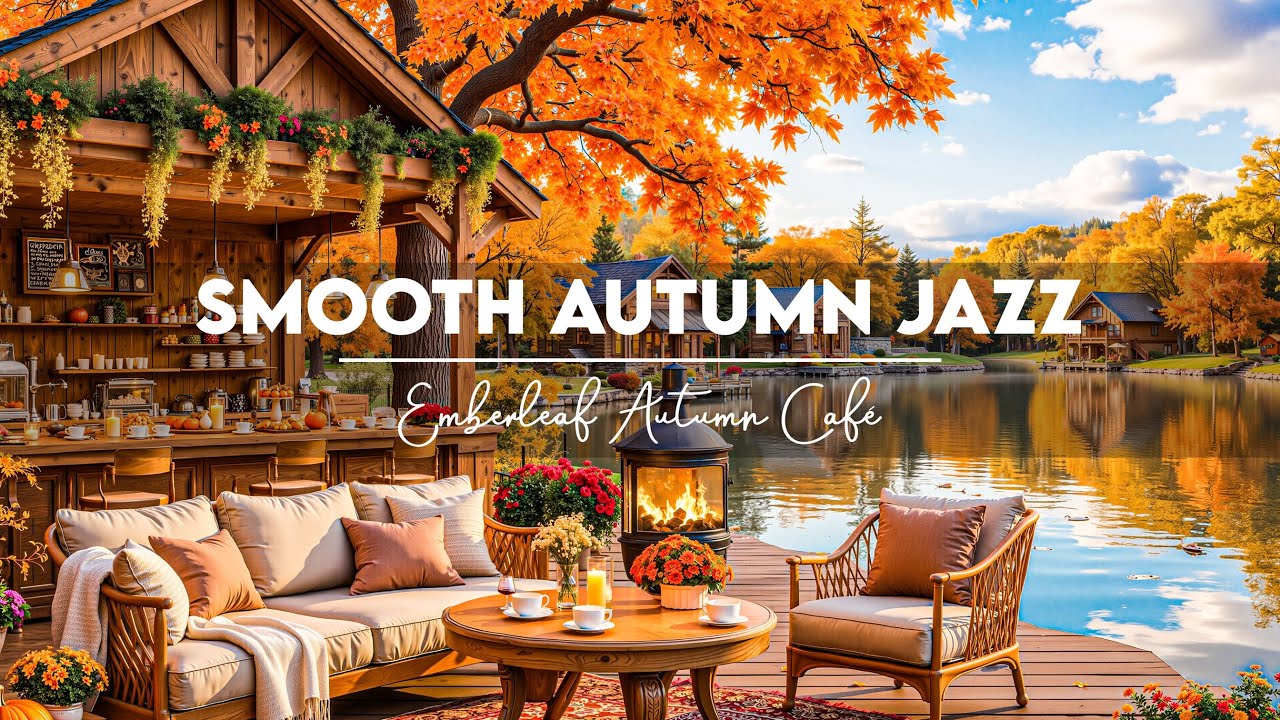 Cozy Autumn Coffee Time 🍂 Relaxing Piano Jazz & Fireplace Crackling for Focus & Tranquility