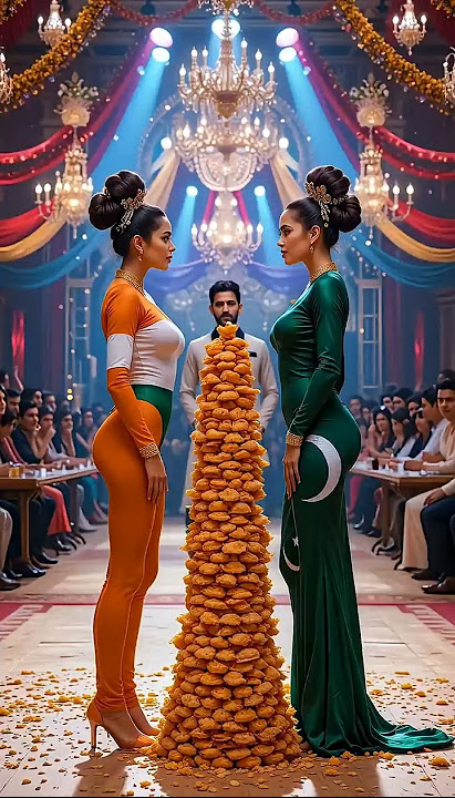 🇮🇳 India VS 🇵🇰 Pakistan  Big Jalebi Challenge Between Girls #ai #india #pakistan