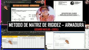 SOLUCION de una ARMADURA mediante el METODO MATRICIAL usando MATLAB Y EXCEL