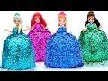 DIY How Make Super Glitter Play Doh Disney Princess Dresses Frozen Elsa Ariel Anna MagiClip Play Doh