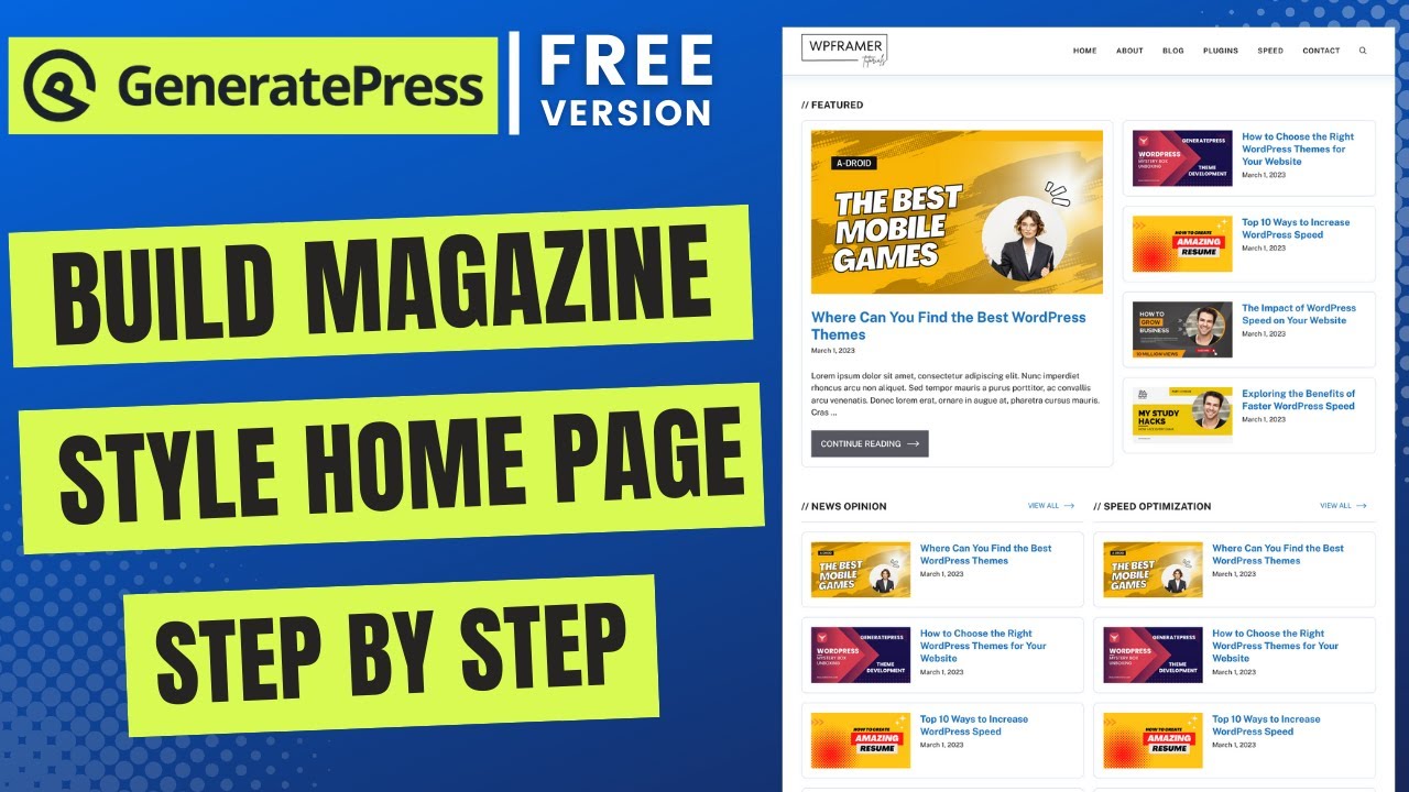 GeneratePress Theme Homepage Customization | Magazine Layout