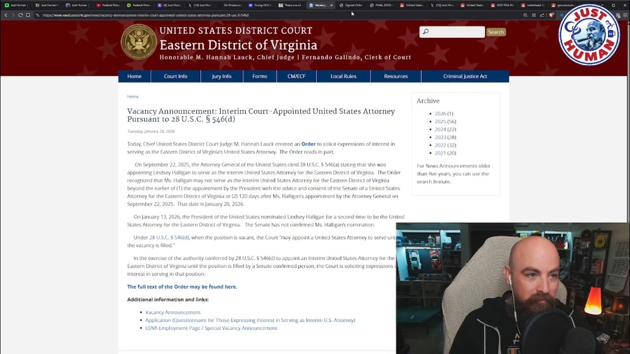 (Disqualified) Interim US Attorney Lindsey Halligan's 120-Day Appointment is Up. Court Post Vacancy.