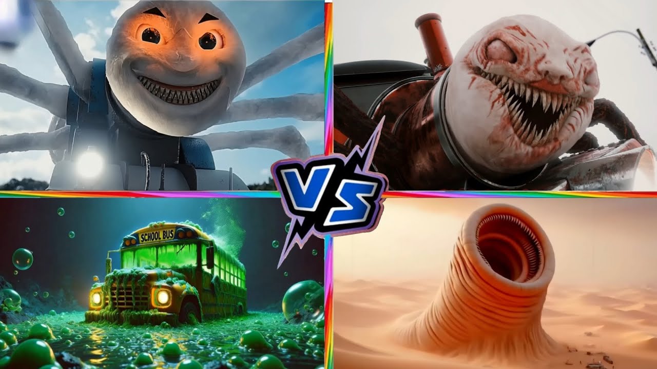 Cursed Thomas Vs Choo choo Charles Vs School Bus Vs Erosion Worm | Tiles Hop 4K EXE | Tiles Hop!