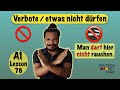 A1- German lesson 76 | Verbote / etwas nicht dürfen  | Prohibitions | Useful German phrases