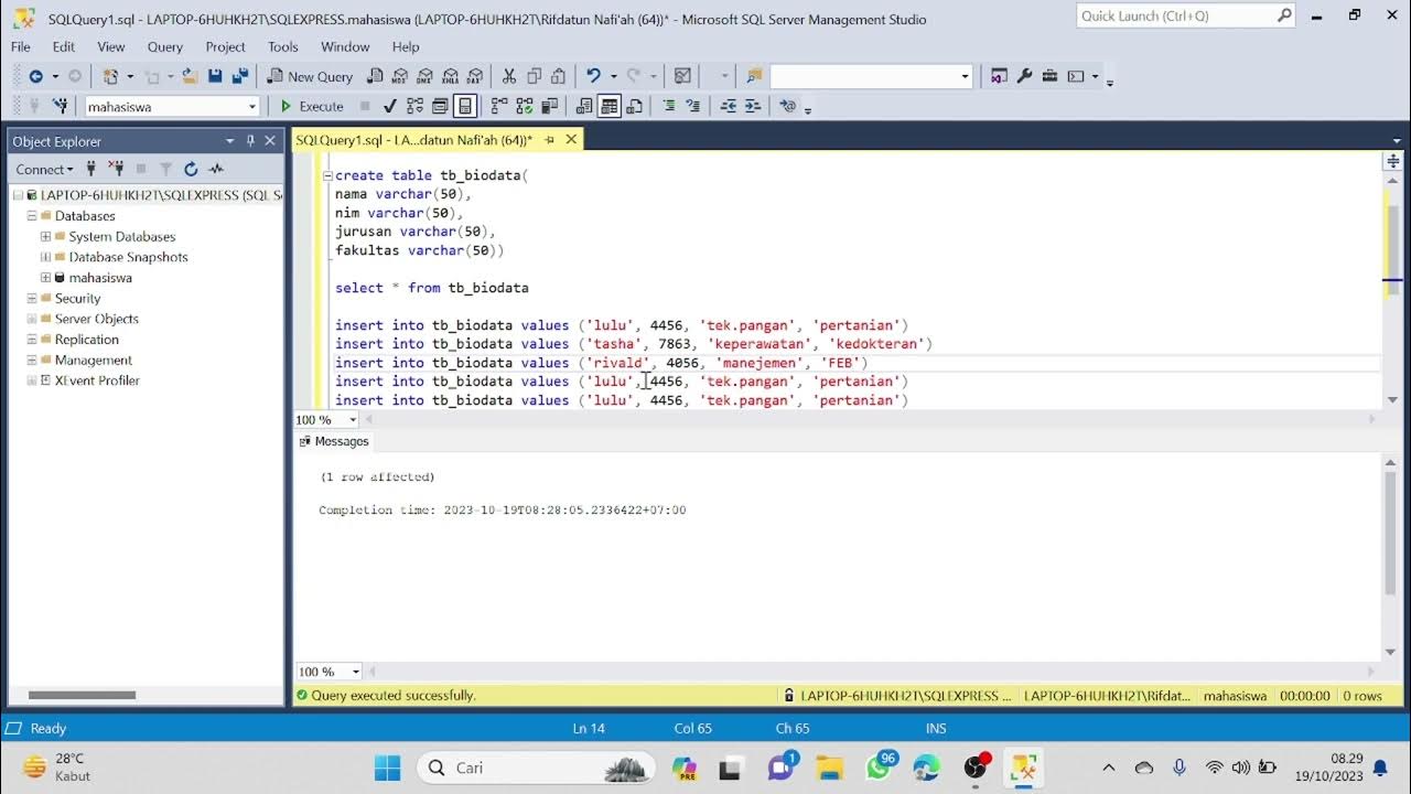 Membuat Database sederhana Menggunakan SQL Server Management Studio ...