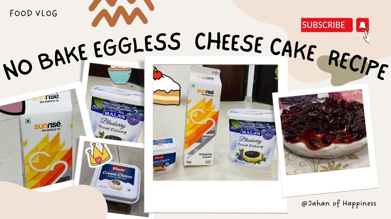 No Bake Eggless Cheesecake 🍮| Mala's Blueberry fruit filling|D'lecta cheese cream| Whipping cream💜