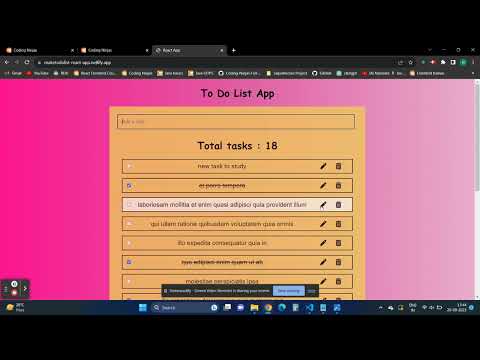 To-do-app || to-do-list website using react || coding ninjas skill test