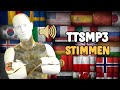 Alle Sprachen &amp; Roboterstimmen der Seite TTSMP3