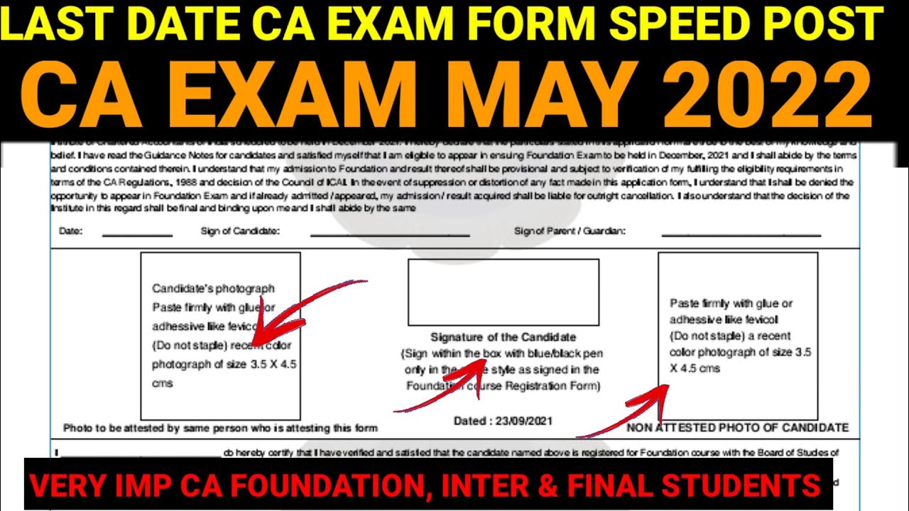 LAST DATE OF CA EXAM FORM SPEED POST || CA EXAM MAY 2022