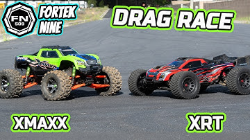 Traxxas Xmaxx vs Traxxas XRT Rc cars Drag Race