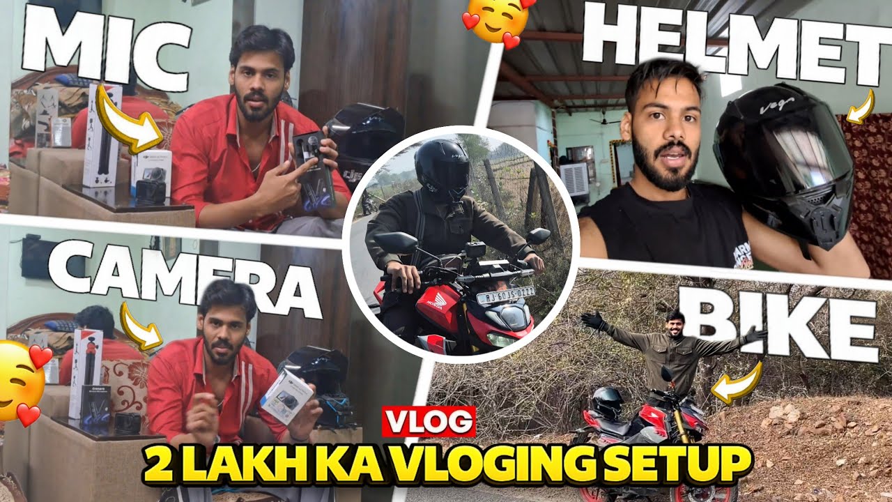 My 2 Lakh ₹ Vlogging Setup Revealed! (Camera, Mic, Helmet & Bike)❤️