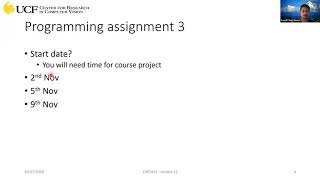 CAP5415 Lecture 13 [Administrative] - Fall 2020