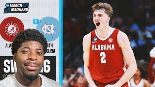 Was RJ Davis On The Court? | Alabama vs. North Carolina Sweet 16 NCAA tournament highlights Reaction