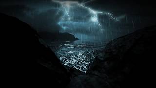 Relax with Strong Ocean Rainstorm and Deep Thunder Sounds | Dimmed Screen Sleep Sounds Is My Fav