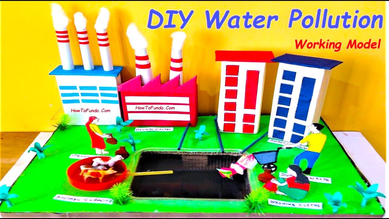 water pollution working model making using cardboard and dc motor | diy ...