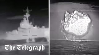 video: Watch: Ukraine sinks Russian warship in Black Sea drone strike