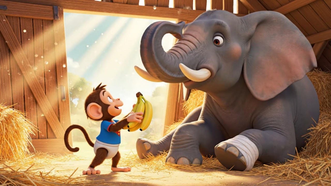 Baby Monkey Helps an Injured Elephant 🐒🐘 | Kids Storytime