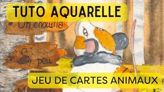 APPRENDRE L'AQUARELLE :  "Les animaux prodigieux - 7 de pique", démo.