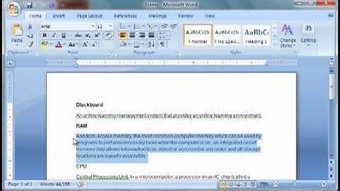 Creating a Glossary in Blackboard