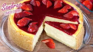 Käsekuchen mit Erdbeeren - klassischer Käsekuchen aber richtig fruchtig