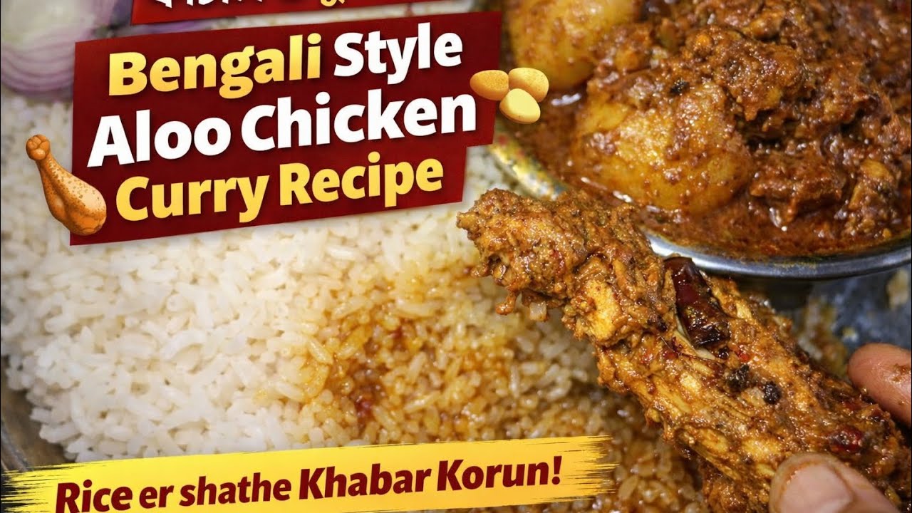 Bengali Style Chicken Aloo Curry with Rice | Easy Chicken Recipe 🍗🥔