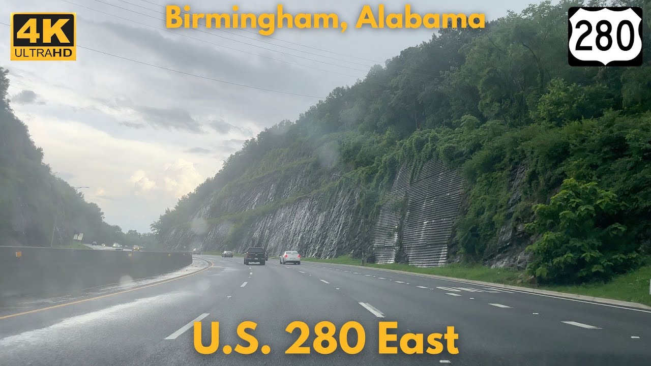 U.S. 280 East - Birmingham, AL [4K Rainy Drive]