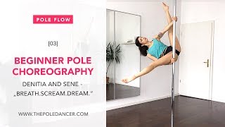 Pole Dance Choreography  Beginner Flow Tutorial (Knee Hook Spins, Slide/Fan Rise, Wrist Seat)